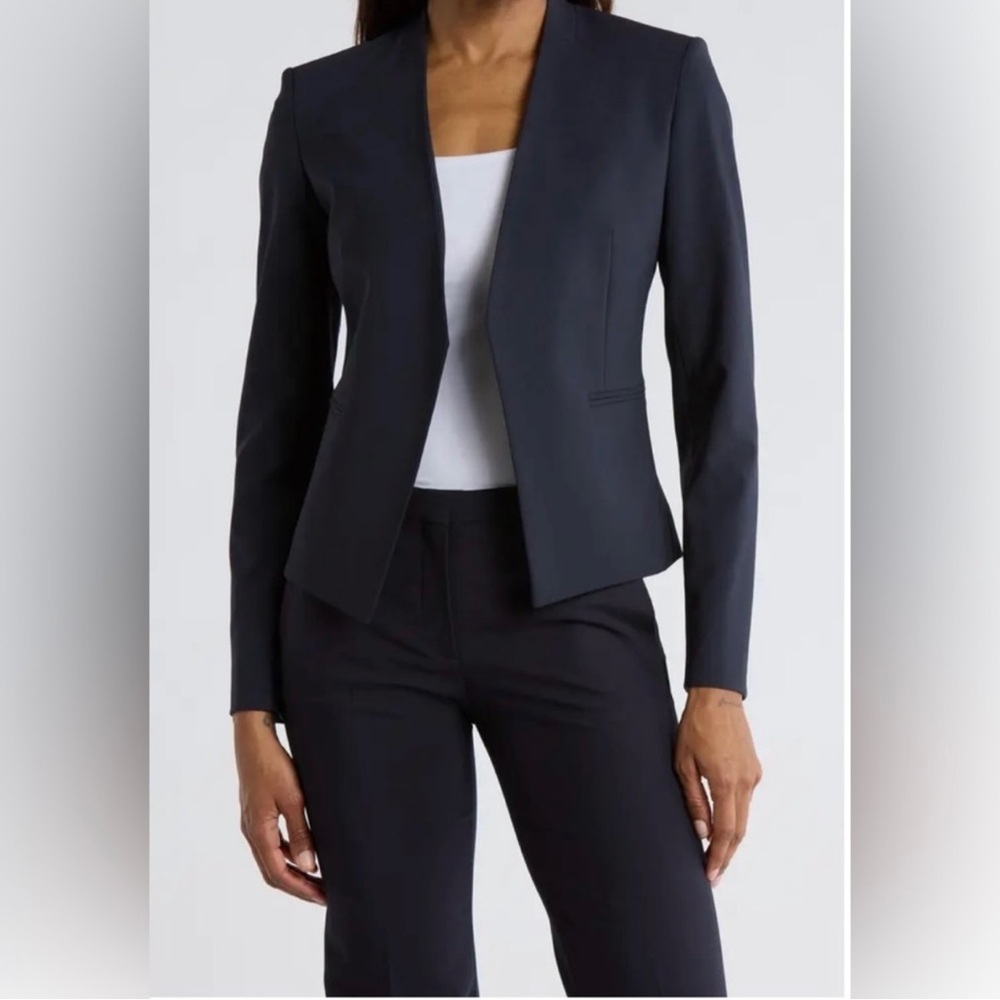 Theory Open Front Blazer Suit Jacket Navy Size 10